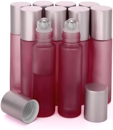 Kesell 10 Pack - 10ml Refillable Frosted Glass Roller Bottles by Kesell