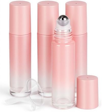 Essential Oil Roller Bottles - 4 Pack Refillable 10ml Glass Roller Bottles by Worldgsb