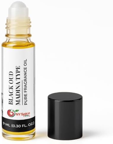 NY Spice Shop Black Oud Madina Musk Fragrance – Pack of 1 Musk and Oud Blend – Madina Fragrance Oil with Warm Deep Musky Long Lasting Aroma – Traditional Arabic Perfume for Personal Scent Collection by NYSpiceShop