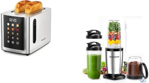 2 Slice Smart Toaster Touch Screen & Smoothie Blender Grinder Combo by Savorfuze