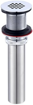 Brass Bathroom Sink Grid Drain Strainer for Vessel and Vanity Sinks Without Overflow in Chrome, DS05-TC