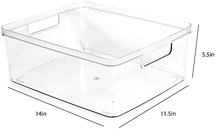 2-Pack Large Clear Storage Bins (11.5” L x 14” W x 5.5” H)