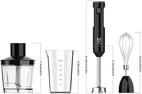 Cordless Hand Blender with Chopper for Smoothies, Baby Food & Soups