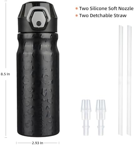 BJPKPK 18 oz Water Bottle with Straw & Handle, Insulated Stainless Flask - Image 4