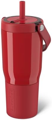 BrüMate Resa 25oz 100% Leakproof Travel Tumbler with Handle & Straw | Flexible SoftSip Straw | Silicone Sleeve for Durability | Stainless Steel | Cup Holder & Travel Friendly | (Maraschino) by Br%C3%BCMate
