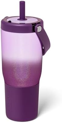 BrüMate Resa 25oz 100% Leakproof Travel Tumbler w/Handle & Straw | Flexible SoftSip Straw | Silicone Sleeve for Durability | Stainless Steel | Cup Holder & Travel Friendly Water Bottle (Violet Crush) by Br%C3%BCMate