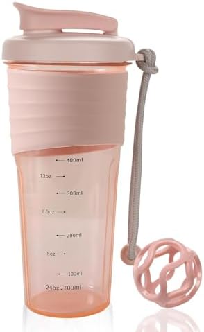Protein Shaker Bottle,Sports Blender Bottles for Protein Mixes with Whisk Ball,Mixer Bottle,Portable Pre Workout Whey Protein Drink Shaker Cup，Midnight Pink by kuoleopa