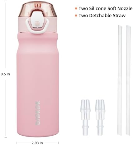 BJPKPK 18 oz Water Bottle with Straw & Handle, Insulated Stainless Flask - Image 4