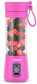 Purple Portable Blender for Shakes and Smoothies with Durable Stainless Steel Blades for Powerful Blending Performance, USB Rechargeable for Office, Gym, Kitchen and travel by Linsar