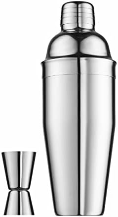 Cocktail Shaker Set and Martini Glasses Bar Set, Stainless Martini Shaker with Stemmed Cocktail Glasses and Double Jigger, 4 Piece Gift Set