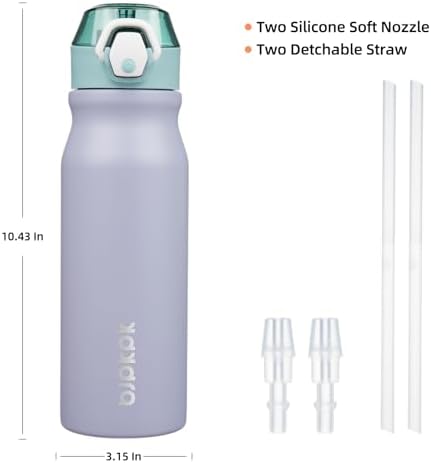 BJPKPK 25 oz Insulated Water Bottle, Straw, Handle, Stainless Steel Flask - Image 4