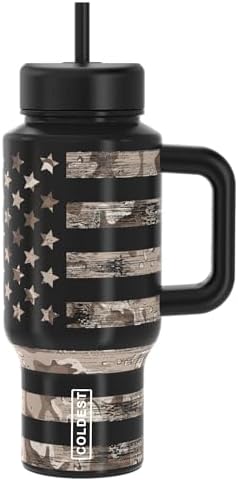 Coldest Tumbler with Handle & Coffee Lid - 100% Spill Proof Tumbler (3 Lids) - Stainless Steel Insulated Leakproof Tumblers for Women & Men - Cup Holder Friendly - 24 oz (American) by Coldest