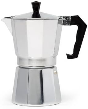 Classic Stovetop Espresso and Coffee Maker, Moka Pot for Italian and Cuban Café Brewing, Greca Coffee Maker, Cafeteras, 6 Espresso Cups, Silver