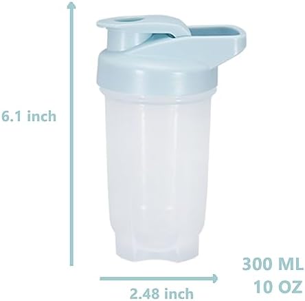 Shaker Bottle Protein Shakes Cup and 10-Ounce/300ML Shaker-Bottle with Whisk Balls, Protein Shakers Bottles Set, Non-BPA plastic (White+Blue(2PCS)) - Image 2