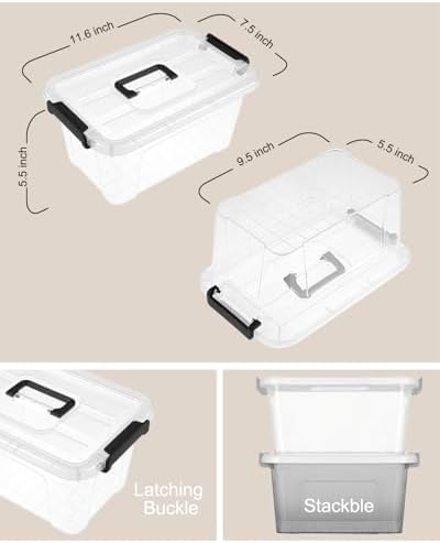 7Qt Clear Plastic Storage Bins with Lids,Transparent Design,6 Pack