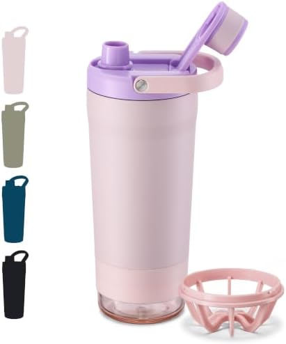 Fijinhom 24 oz Insulated Shaker Bottle with Portable Powder Container. by Fijinhom