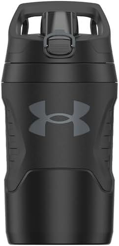 Under Armour 32 oz Insulated Water Bottles - Sports Water Jug with Fence Hook, Leak Resistant for Baseball, Football & More, 32 oz Insulated, Black/Black