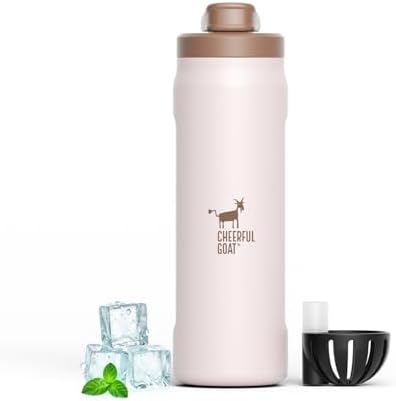 CHEERFUL GOAT Ceramic Water Bottle, 25oz Coffee Bottle with Straw (coffee) by CheerfulGoat