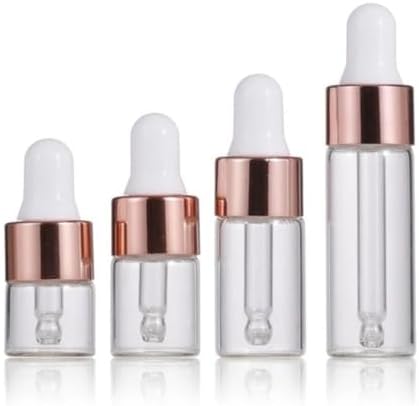 Eye Dropper Bottle Rose for Essential Oils, 4pcs of 1-5ml Glass with Eye Droppers, Leak Proof Travel by NGARHUG+STORE