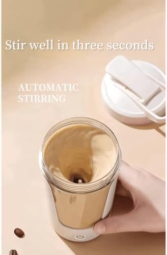 Electric Protein Shaker Bottle Automatic Stirring Mug Food-grade PP Cup Sports Health Mug Waterproof Rechargeable Cup (White)