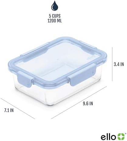 Color Lock 5 Cup Glass Meal Prep Containers & Lids, 5 Pack,Purple Rain