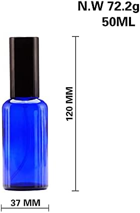 YIZHAO Blue Glass Spray Bottles 2oz, with Small Fine Mist Spray, Metal Cap, Refillable for Essential Oil,Travel,Cleaning,Perfume,Aromatherapy,Makeup – 6 Pcs - Image 2