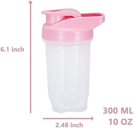 Shaker Bottle Protein Shakes Cup and 10-Ounce/300ML Shaker-Bottle with Whisk Balls, Protein Shaker- Bottles Set,Non-BPA plastic (Blue+Pink(2PCS)) - Image 2