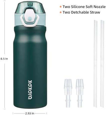 BJPKPK 18 oz Water Bottle with Straw & Handle, Insulated Stainless Flask - Image 4