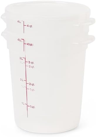 Food Storage Containers with Lids (BPA-Free) - 4 Quart - Food Grade Buckets with Lids (2 Pack) - For Dough Proofing and Brining (Translucent)
