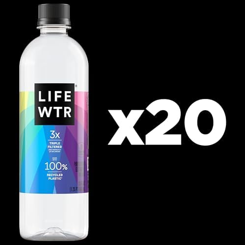 Premium Purified Water, pH Balanced with Electrolytes, 100% recycled plastic bottles, 20 Fl Oz (Pack of 20)