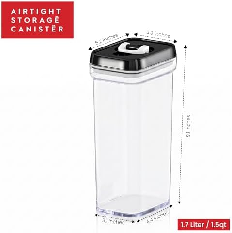 Airtight Food Storage Containers with Lids – 4 Piece Set Air Tight Kitchen Storage Containers Clear Pantry Organization and Storage Set BPA-Free - Keeps your Food Fresh & Dry