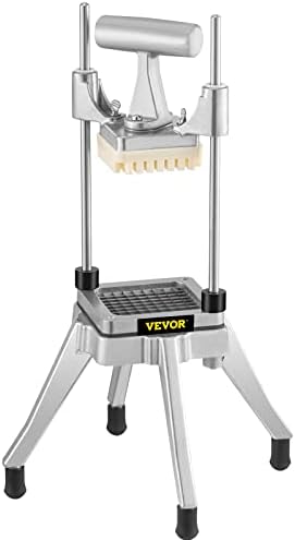 Commercial Vegetable Fruit Chopper, Stainless Steel French Fry Cutter w/ 4 Blades 1/4" 3/8" 1/2", Vegetable Chopper Dicer w/Stainless Bowl, Heavy Duty Cutter for Potato Tomato Onion Mushroom