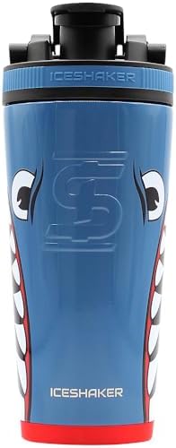 Stainless Steel Shaker Bottle | 26oz, Blue Bomber | Stays Cold for 30+ Hours | Insulated Cup with Twist-on Agitator | Odor-Free Shaker Cup for Protein Shakes, Water, Smoothies, Cocktails
