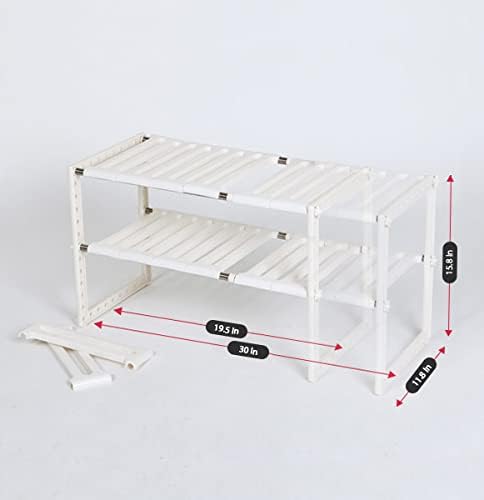 Under Sink Organizer 2-Tier Expandable Shelf Kitchen Bathroom Cabinet Multi-purose Storage Standing Rack, White