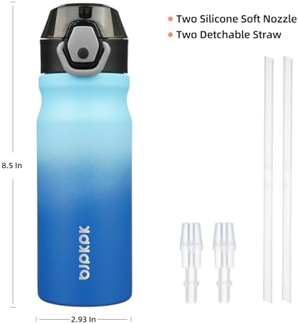BJPKPK 18 oz Water Bottle with Straw & Handle, Insulated Stainless Flask - Image 4