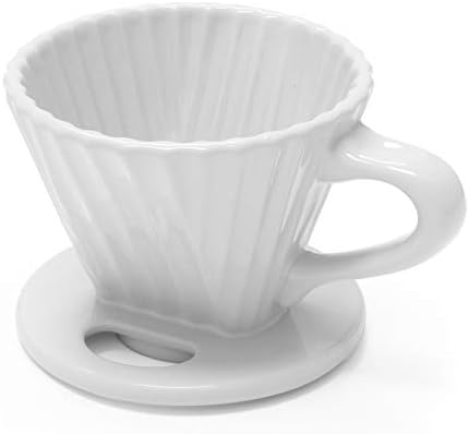 "Lotus ceramic pour over coffee dripper, 8 ounces (White)