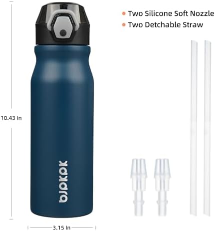 BJPKPK 25 oz Insulated Water Bottle, Straw, Handle, Stainless Steel Flask - Image 4