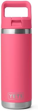 Rambler 18 oz Bottle, Vacuum Insulated, Stainless Steel with Color Matching Straw Cap, Tropical Pink