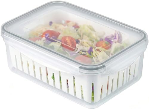 8.5 Cup Produce Saver Container for Fridge with Colander - 2.0L