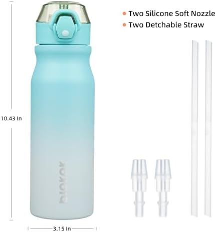 BJPKPK 25 oz Insulated Water Bottle, Straw, Handle, Stainless Steel Flask - Image 4