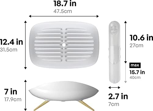Self-Draining Dish Drying Rack, White - Wide