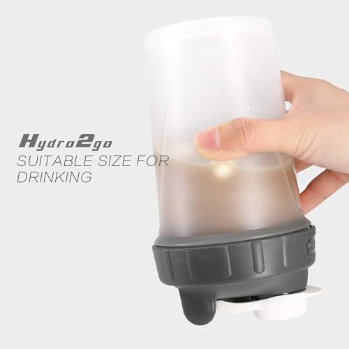 Hydro2Go 16oz Protein Shaker Bottle with Shaker Ball and 2 Storage Jars | BPA-Free Plastic Cup with Clear Measurement Scale | Perfect for Protein Mixes and Pills | Portable Pre-Workout Drink Cup（Grey） - Image 5
