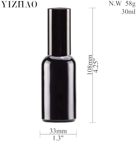 YIZHAO Black Glass Spray Bottles 1oz, with Small Fine Mist Spray, Metal Cap, Refillable for Essential Oil,Travel,Cleaning,Perfume,Aromatherapy,Makeup – 6 Pcs - Image 2