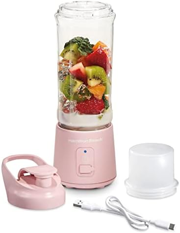 Hamilton Beach Mini Cordless Portable Personal Blender for Shakes and Smoothies, USB Rechargeable, 16 oz. Jar with Leakproof Travel Lid, 6 Stainless Steel Blades, Pink (51181) - Image 4