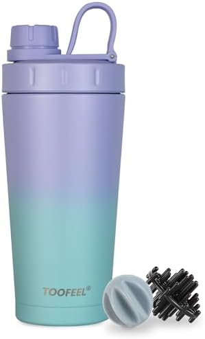 TOOFEEL Insulated Protein Shaker Bottle - 20 oz Double Walled Vacuum Metal, Keeps Cold/Hot, BPA Free Leakproof by Tofeelthebeautyoflife