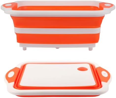 Collapsible BBQ Prep Tub/Cutting Board 10L, Orange