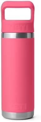 Rambler 18 oz Bottle, Vacuum Insulated, Stainless Steel with Color Matching Straw Cap, Tropical Pink