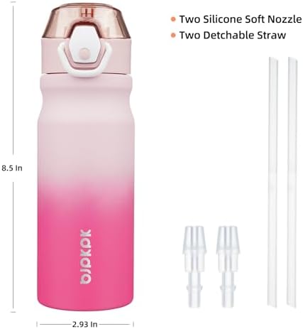 BJPKPK 18 oz Water Bottle with Straw & Handle, Insulated Stainless Flask - Image 4