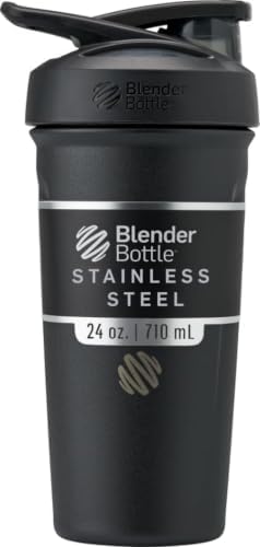 BlenderBottle Sport Flip Stainless Steel Shaker Bottle 24 oz Black by BlenderBottle