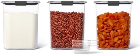 Brilliance BPA-Free Food Storage Containers with Lids Airtight Kitchen and Pantry Organization Set Includes 3 Containers and Scoops Clear 16 cups